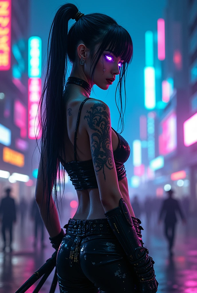 Create a cyberpunk vampire with the numbers 1v4