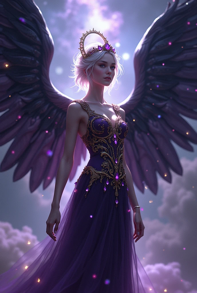 Masterpiece,highest quality,(Nothing but the ring),(No Man),Phoenix ring setting,starrysky,Wrapped around the end from beginning to end,Delicate silver ring,Starry sky in the ring,The sheen,inverted image,Sparkling blue-purple gemstones,Elegant and noble,simple backgound