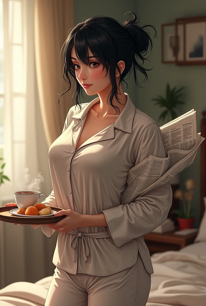(((1girl))), (petite:1.3), solo, hard features, (more_details:1.5), barefoot, perfect fingers, extremely detailed finger, green hair, bob cut, braided bangs, one side up, earrings, Beautiful detailed rubin eyes, (slim body), ((large_cup d_breasts)), ((petite)), (luminous), (pajamas), ultra-detailed, (background: room, yellow)