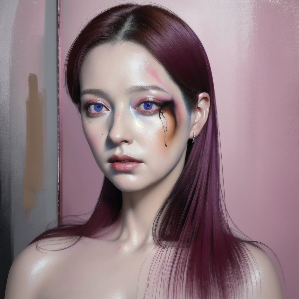 Android Beauty, Powerful paintings inspired by Francis Bacon, Ultra-realistic surrealism, Hyperrealism, fear, art, hyper real painting, Realistic illustration painting, カラフルなHyperrealism, Hyper-realistic digital art