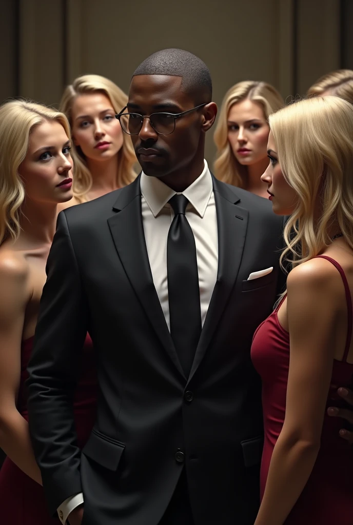 Magnificent detail, 8K Photos, hyper- realism, professional light, realistic background, visual depth, wide angle lens, all-body, (1 hot blonde woman, kneeling, small chest out, naturals, without bra, calcinha strappy), (4 naked black men lovers, extra large penis covered in baseball bats), (gangbang) exhibitionism, BDSM, non-explicit sex, seduction, sensuous, luxuria, desire, fetish, swing couples, Adult content, Sexual content, sedentary, insatiable, Hotel Room, post sex