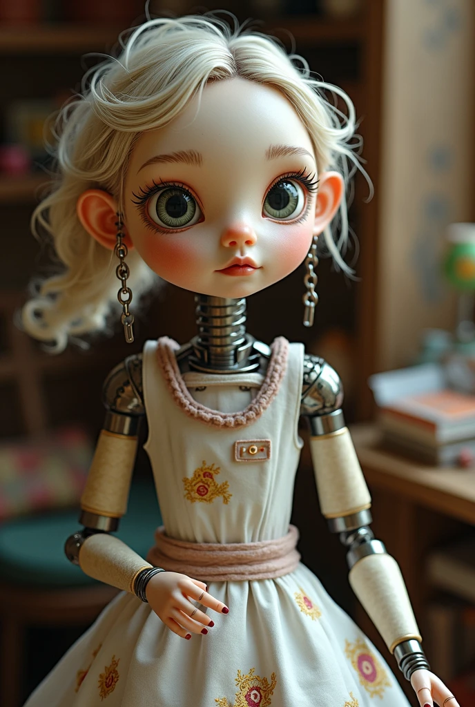 A Female robot exposes her inside mechanical organ. spread legs, nude, banzai pose. she wears no dress. Her Brown very short pigtails is tied with two big red clothespins, masterpiece, mature, android, blue eyes, full body, Height: 160cm, flushed cheeks, Uplifting, No NSFW, whole body, barefoot, archaic smile, orgasm, sweat bucket.  no panties, full body shot, floating hair, looking away. cyborg made from rung to heaven. She leans arching her back hi-res position.