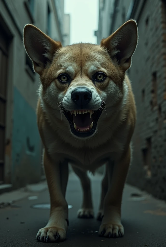 A dog with a cow pattern attack people