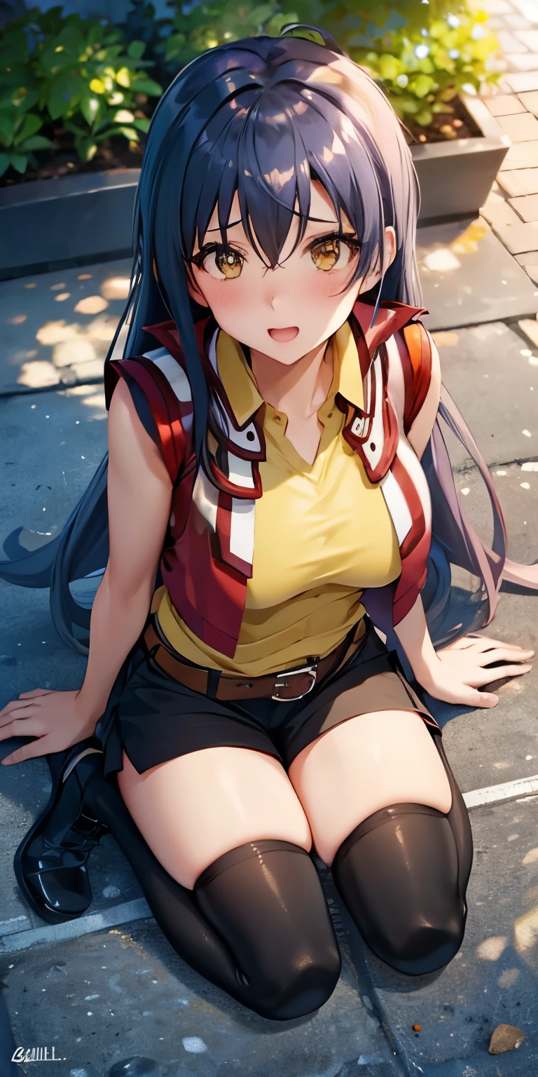 android, beautiful robot makes hard masturbation, she gets orgasms. Her short pigtails, brown hair, Hair tie with two big red clothespins, big smile, brown hair, middle age, joint seam, blue eyes, full body figure, Height: 160cm, Light beige micro mini one-piece dress, fluttering skirt, skirt folds, white retro swimwear, Uplifting, 2020s anime style, 21thcentury japan animation, show White pantie, strong wind is blowing.