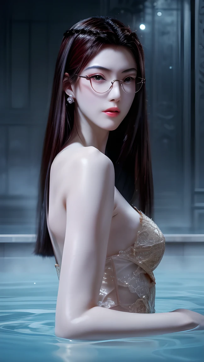 Fine、(The best illustrations)、8k UHD resolution、intricate-detail、top-quality、realisitic、ultra-detailliert、The best lighting、Best Shadows、Soft lighting、Ulutra HD、Ultra-realistic、Tindall Effect、Photorealsitic、(High Detail Skins:1.2)、 (Intricate details, makeup, pureerosface_v1:0.5), (Detailed beautiful delicate face, Detailed beautiful delicate eyes, A perfectly proportioned face, High detailed skin, Detailed skin, best ratio four finger and one thumb, arms below breasts, Tattoo with a red glow under the stomach、Awesome awesome, wide hips, smooth midriff, skiny and thin, __Fashion__, __hair__:1.25)、Digital SLR、 absurd realistic work: 1.3), (max resolution: 1.2), (Ultra HDTV: 1.2), cinematric light, Detailed eyes and skin, detailed facial features, , (Sharp Focus: 1.2), (Focus on Face:1.2),Perfect Style, Beautiful face, acurate, Anatomically correct, Highly detailed face and skin texture, Detailed eyes, Double eyelids, Thin eyebrows, Glitter Eyeliner: 1 Natural cheeks, Glossy skin, Fair skin: 1.2, (Glossy lips: 1.4),(Shy look: 1.2),Highly detailed facial and skin texture, Detailed eyes, Double eyelids, Natural cheeks, shiny lips: 1.4,Exposed cleavage、Bewitching。a baby face、Seductive、Chest emphasis、((((Huge glasses, Otaku Glasses, thick glasses, Round glasses)))),(((huge solemn expression、Body Up、Big breasts emphasis, Super tight breasts, Breast augmentation surgery, The breasts are very big and round and round,Toned waist、 Meet beautiful girls, Look at the girl's body, In the Dark、(Detailed spooky backgrounds:0.8)、Devil's Messenger,city devil girl,wear armor made of skeletons,Top a pair of demon corners,Long grey hair,Beautiful and delicate skull decoration and fluorescent green magic sword that shines red,emits eerie demonic flames,8K,Real Rendering,unrealengine,messenger of this world'Hell,Angry look,tmasterpiece,super detailing,The light from the back window was backlit.......,Contour light,green flash particles,translucent magic sword,