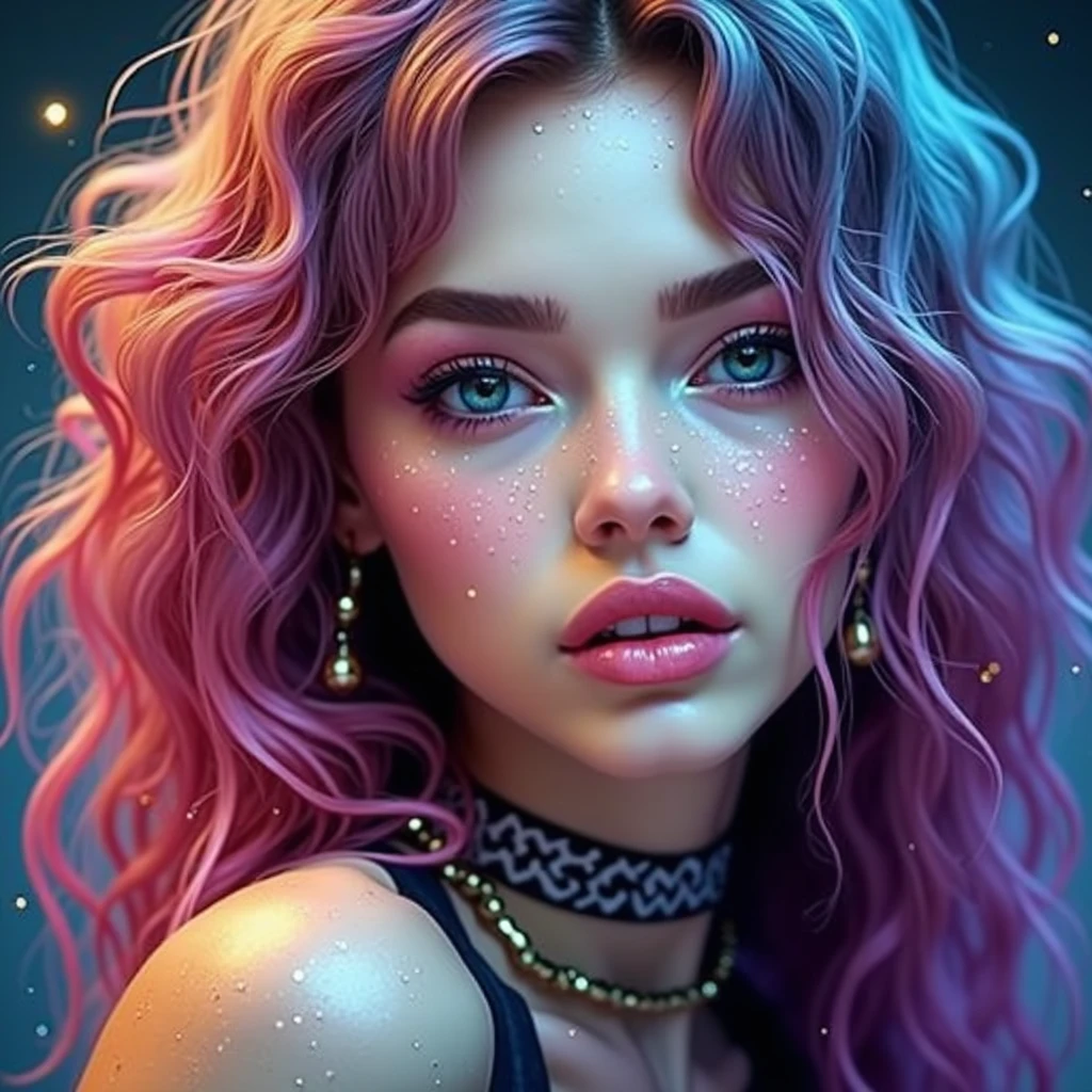 uma mulher com cabelo rosa longo e um top amarelo, pintura digital brilhante, lindo pintura digital, pintura digital bonita, pintura realista da menina bonito, pintura digital impressionante, retrato de fantasia digital, estilo de pintura digital, pintura digital realista, No estilo de arte de Bowater, Ross Tran 8 K, pintura digital detalhada, stunning digital illustration, retrato colorido detalhado, imagem de arte digital
