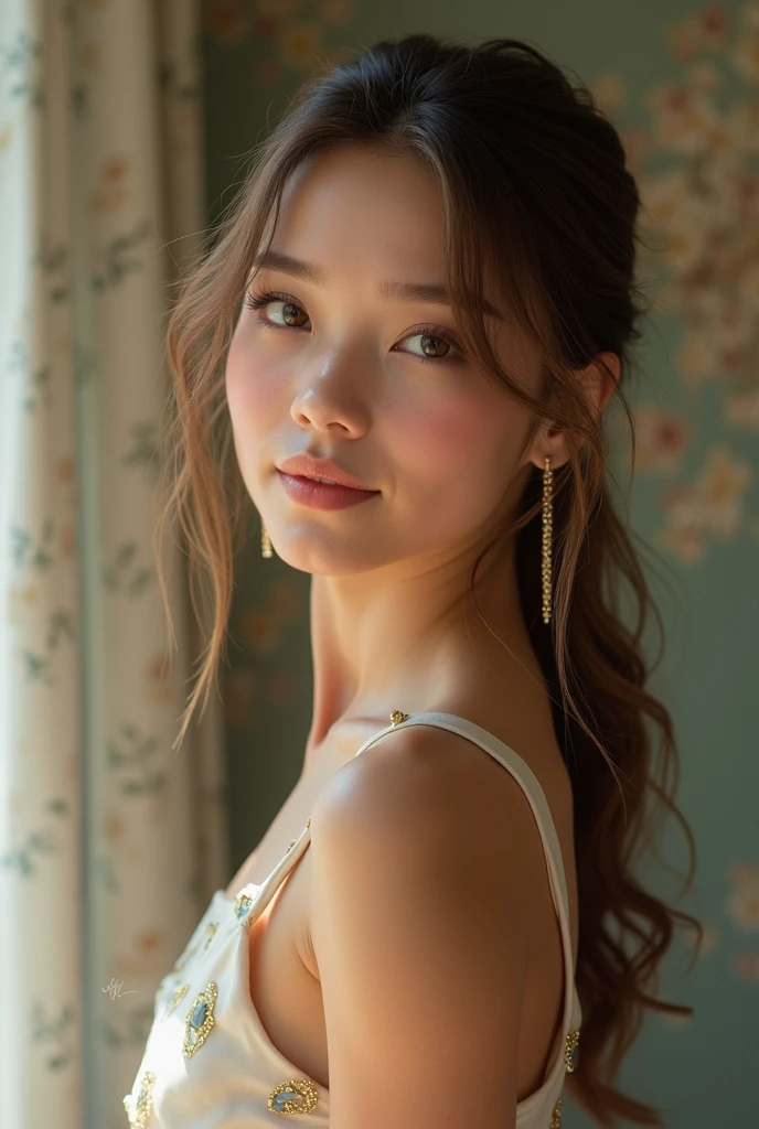 best quality, masterpiece, highres, 1girl ((Ameri Ichinose)), sexy stripper outfit, beautiful face, hair ornament, looking at viewer, smile, closed mouth,lips, dress,hair ornament, necklace, jewelry, long hair, earrings, Beautiful face,upon_body, tyndall effect,photorealistic, dark studio, rim lighting, two tone lighting,(high detailed skin:1.2), 8k uhd, dslr, soft lighting, high quality, volumetric lighting, candid, (full body Photography), ultra high resolution, 4k, 8k, Bokeh