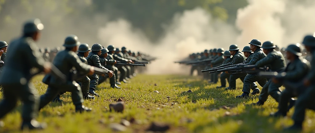 soldiers are sitting on the ground with their weapons in hand, combat scene, war scene, military photography, soldiers charging the enemy, dead soldiers on the battlefield, squad fighting enemy, realistic apocalyptic war scene, corps scattered on the ground, vfx shot, realistic soldiers, battlefield scene, combat photography, shot from movie, soldiers, airsoft close quarter combat, realistic robot soldiers, green forest, rainy season with thunder storm, white uniform dress on soldiers.