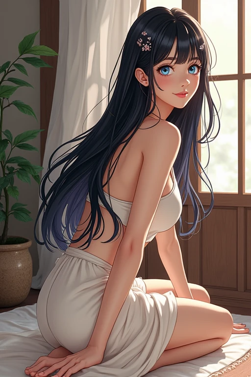 Masterpiece, best quality, 8k resolution, extremely detailed,BREAK 1 girl, school girl, solo, very long hair, straight wavy hair, light blue hair hair, yellow eyes, medium breasts, arm tattoo, body tattoo:1.1,
BREAK ((Towel around the body:1.3)),
BREAK blush, seductive, seductive smile,
BREAK looking at viewer, sitting, (arm support:1.2),
BREAK cowboy shot , straight angle,
BREAK indoors, bathroom,