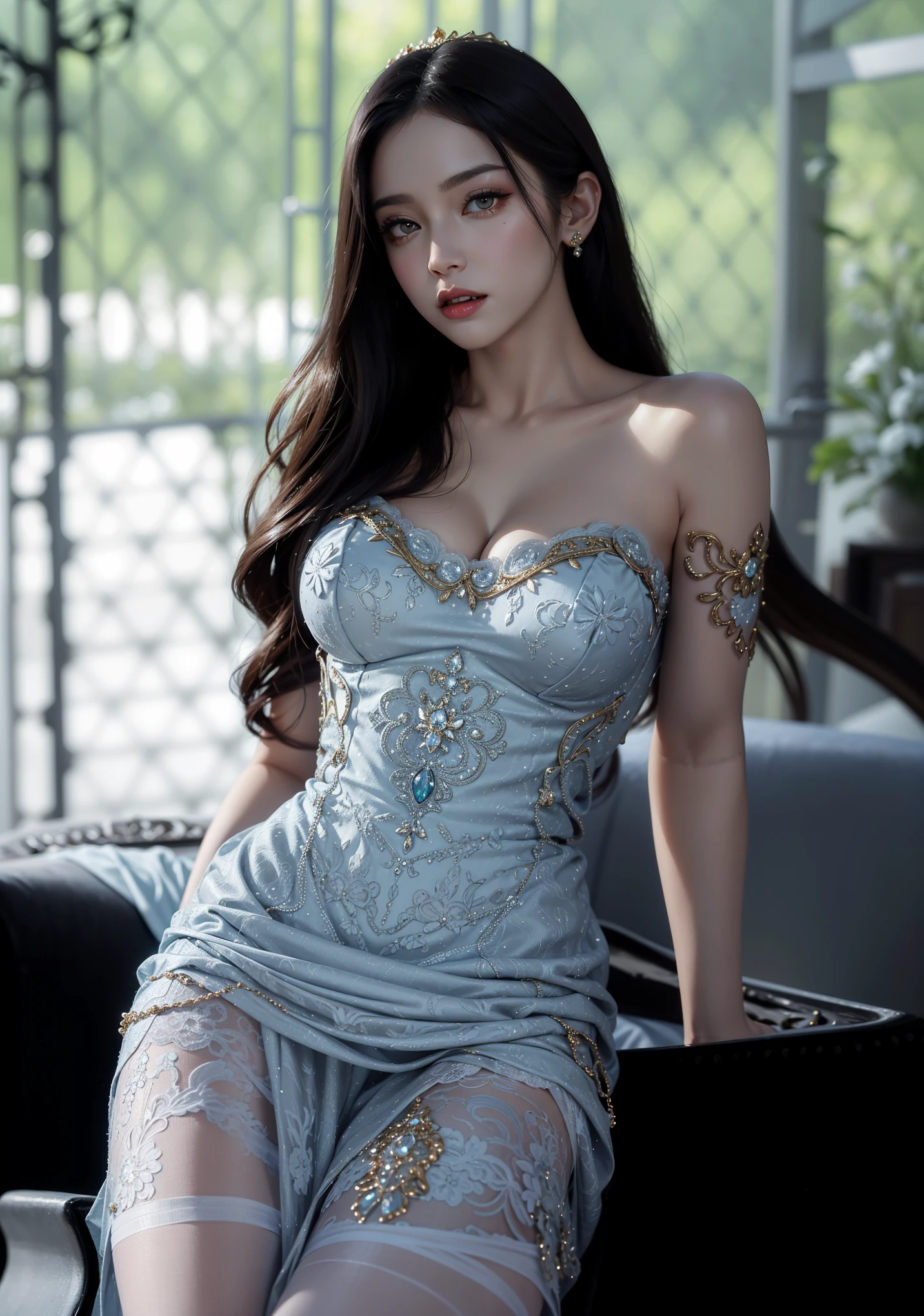 photorealistic, high resolution, soft light,1women, solo, hips up, (detailed face),tattoo, jewelry, cool_dress