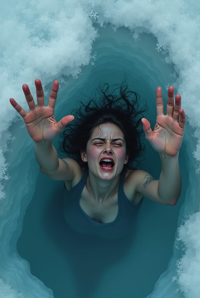 (beautiful shouting nude Irish woman), (eyes open), (terrified expression), (((frightened expression))), (((startled expression))), (((crying))), (((encased in a block of ice)))