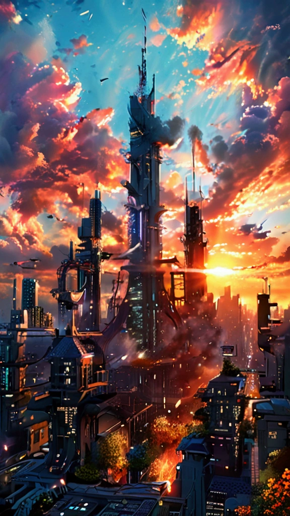 masterpiece, best quality, ultra-detailed, high resolution,High quality, high definition images, full HD, 8k,(Anime Style:1.3), Future City