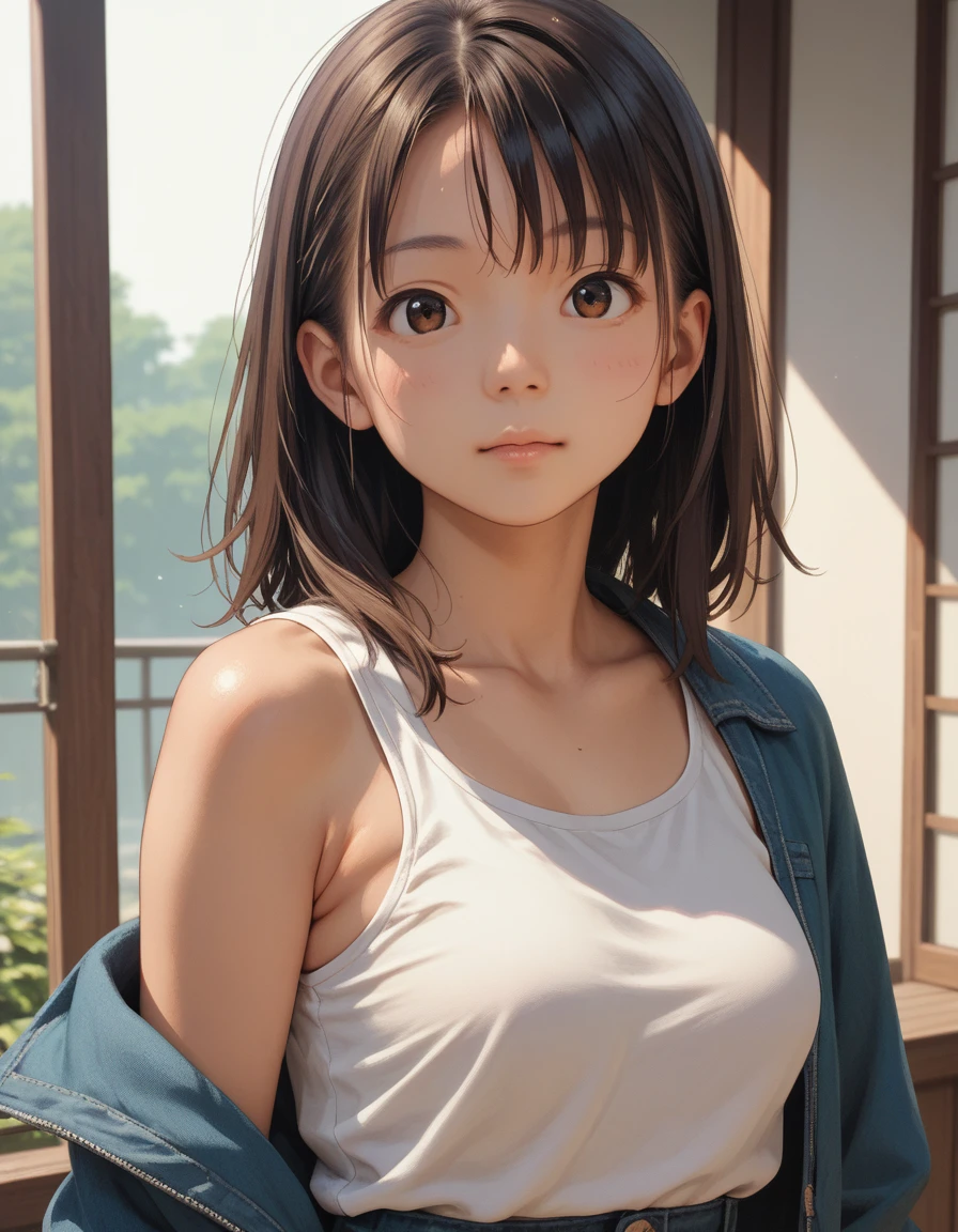 extremely detailed,asian,10 yo,tareme,straight hair,hair over shoulder,medium breasts,clothes