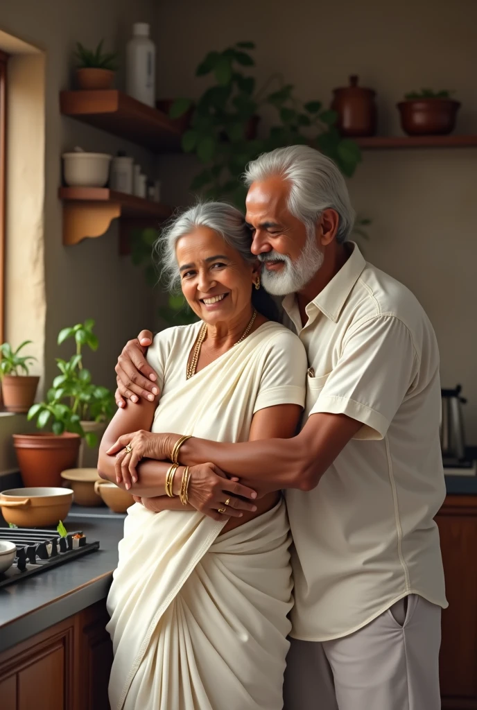 Old poor indian couple caring by western nurse