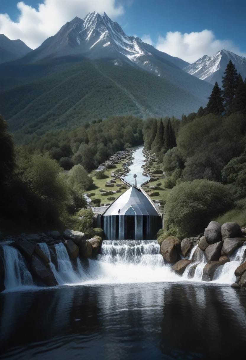 picture of waterfall in mountainous area with house on top, Vertical wallpaper, 4 k Vertical wallpaper, 4k Vertical wallpaper, 8 k Vertical wallpaper, 8k Vertical wallpaper, Ross Tran. picturesque background, beautiful matte painting, 4k matte painting, Detailed Landscape - Width 672, Beautiful wallpapers for iPhone, , inspired by Raphael Lacoste