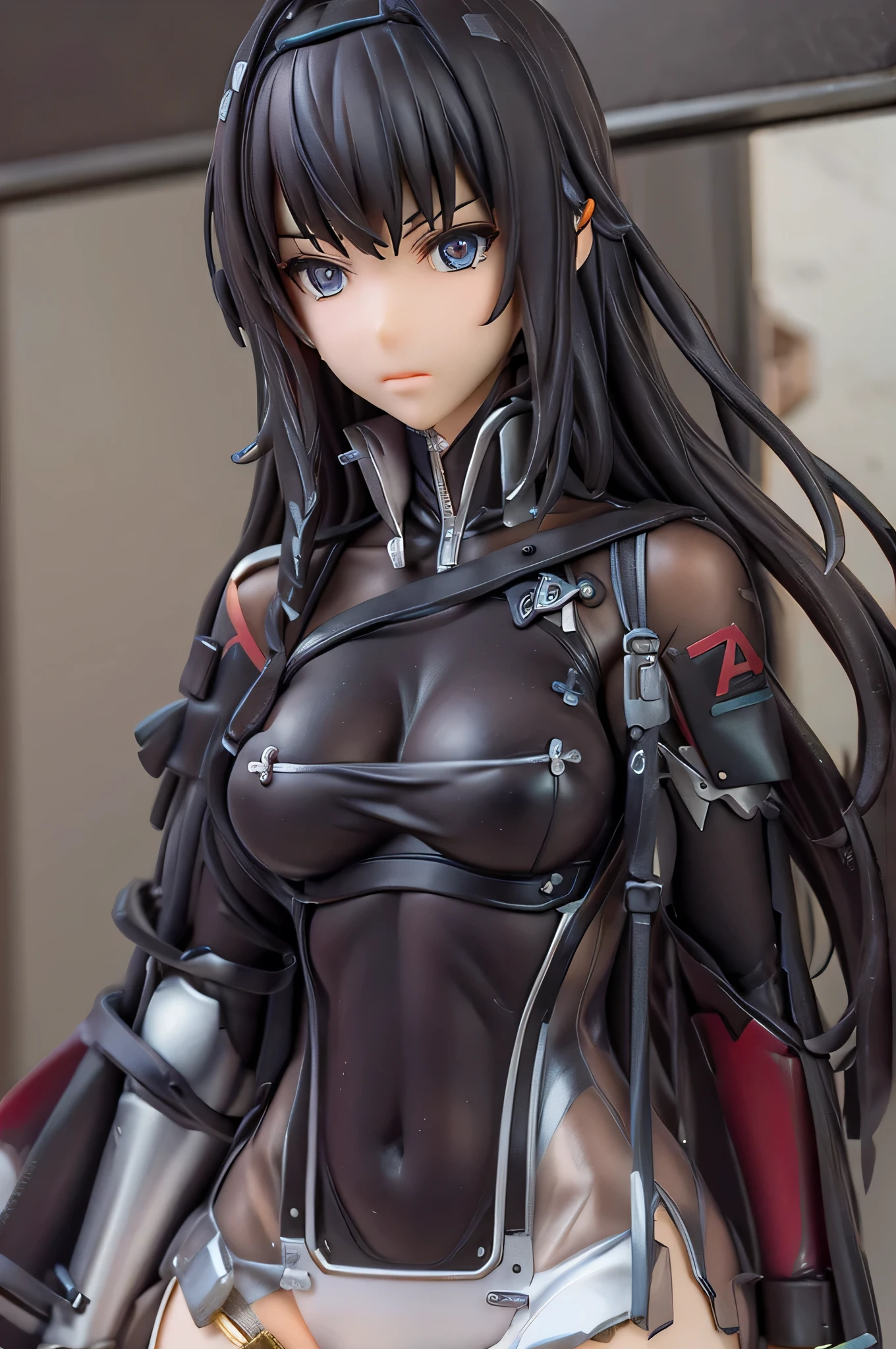 taimanin suit, black leotard, fishnets, elbow gloves, vambraces, armored skirt, thigh boots, ((anatomically correct hand:1.5)), ((anime)), ultra precision, masterpiece, very very beautiful, Princess's Face, ((alone:1.5)), ((pink hair:1.5)), ((bob cut 1.5)), break, ((black eye)), shortcut, ((straight hair)), break, All limbs,((full finger:1.5)), break, (skindentation), ((skin dents)), professional lighting, (25 years old), tight waist, shiny skin (brown skin), ((oily skin)), glowing skin, looking at the viewer, ((cowboy shot:1.5)), look at the camera, 笑face, mouth slightly open, ((cute:1.5)), extra fine eyes, Extra-fine face, ((thin lips:1.5)), ((droopy eyes)), A slight smile, ((model pose:1.5)), face, look at the camera, ((anatomically correct fingers:1.5)), ((thighs)), sexy, perfect hands, (((arms behind:1.5))), ((Metallic costume:1.5)),