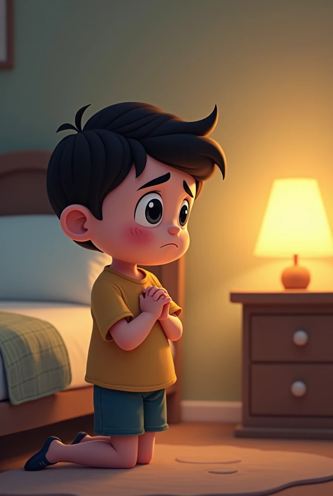 Please create an animated image of a child asking for forgiveness