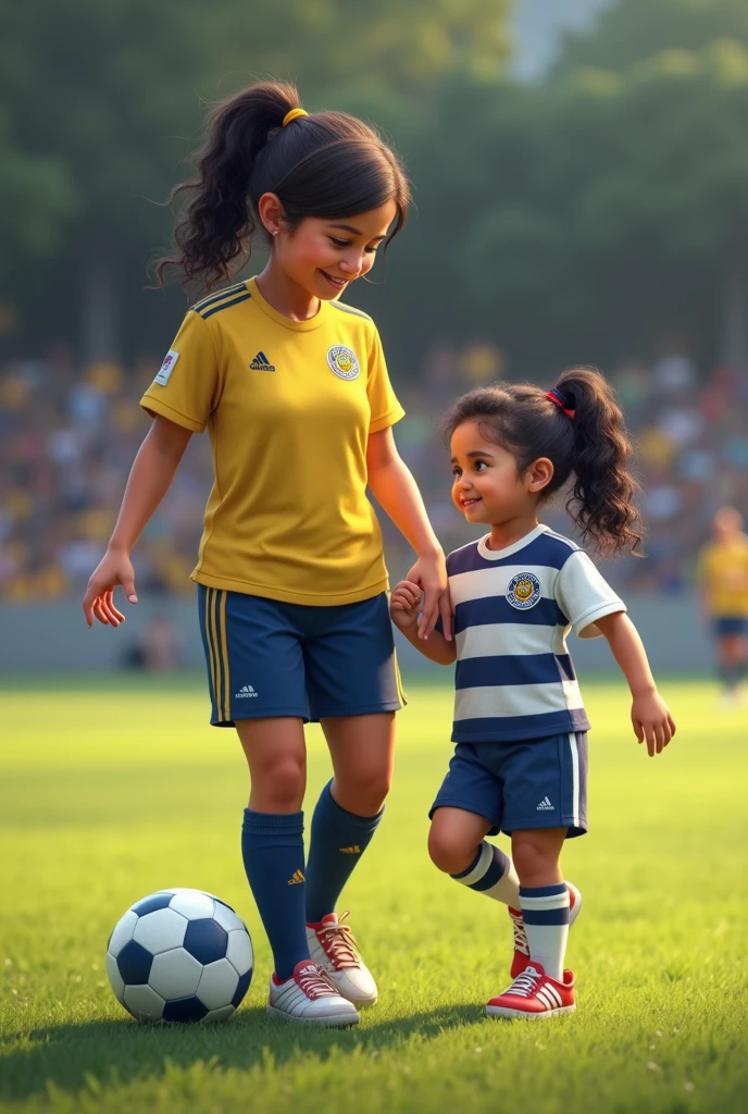 Create two mascots for the Lomba Tarumã FC football school, female and male  , black man and a white woman,mascots for children, playing football,with jersey, shorts and socks in orange, black and white , mascot that symbolizes unity, strength and a lot of struggle.
