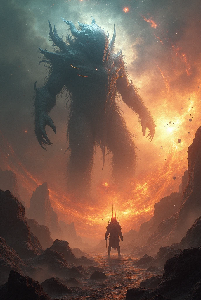 quasar, Quantum Star, exist, The art of math. Dan Mumford (dan mumford) and artwork from Pixar Ghibli and Disney Animation. 4K UHD image of a lovely Cthulhu in the sky，There are many small trees around，Looks like something from the Far Lands，By Frank Frazetta, bloom, Dramatic Lighting. Unreal Engine 5 Rendering. High-quality illustrations. Hot 