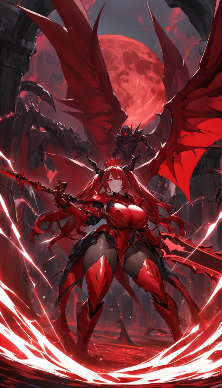 a drawing of a woman with red hair and a dragon's tail, together, beautiful together, demon, garota anime demon, Dragon Girl, Lilith, mika kurai demon, Sucubuedeval, together in tight short dress, garota monstro de anime, makeup makeup, garota demon, demon giesha, Red Dragon, roupa de diabo muito sexy