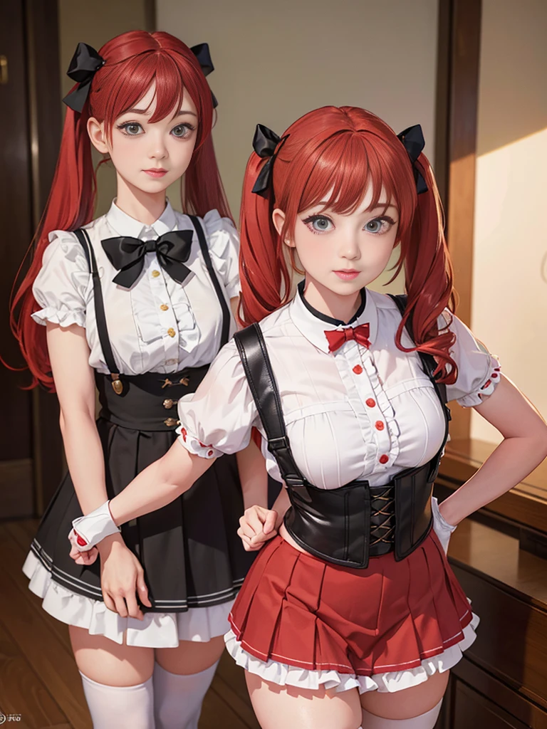 /draw ai_generated curvy_body curvy_female curvy_figure The average cup size female_only huge_breasts looking_at_viewer +maid solo_female solo_focus stable_diffusion waitress orange_hair green_eyes lifts the skirt showing black panties legs in pantyhose --auto
