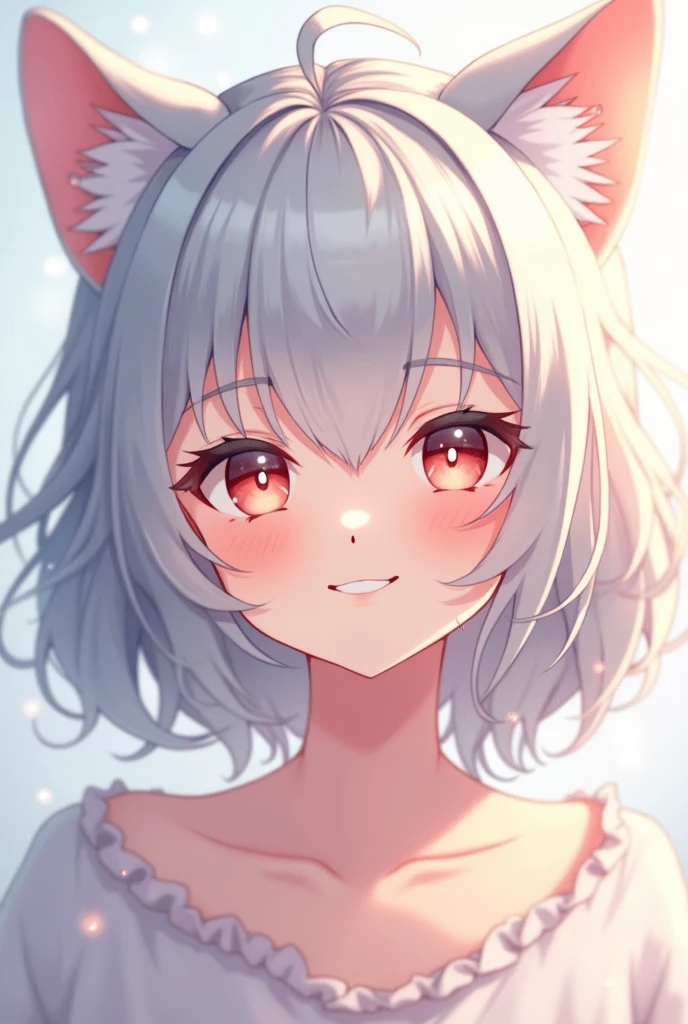 Pony, White short hair, Red eyes, Fox ears