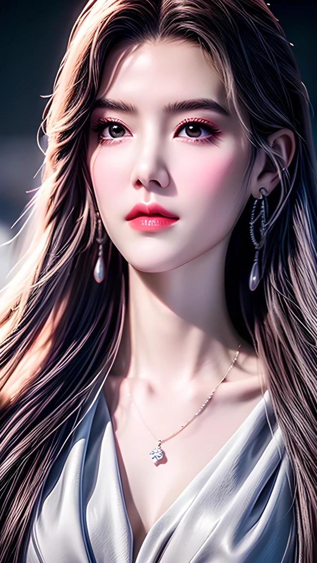 Top CG, Highest image quality, Masterpiece delicate and delicate girl, (185cm beauty), (Slender figure), Imperial sister, Queen temperament, Fair skin, ((Long legs)), Perfect facial features, Bright eyes, posture, Red lips, Beautiful and cold (A major breakthrough)), Beautiful and heroic, Soft and long hair, Sparkling wine, Lace edge, net, Skin visible through perspective, Wearing glasses, Diamond Earrings, Ruby Necklace, (Evening Dress), 8K Image Quality, (Realistic Portraits), Characters fill the screen, (Facial lighting), ((permanent)