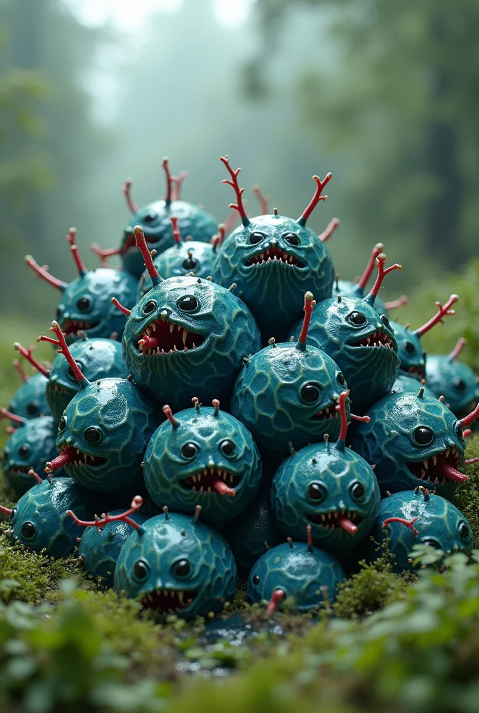 A terrifying, ultra detailed, slime, blob bloody duck monster design