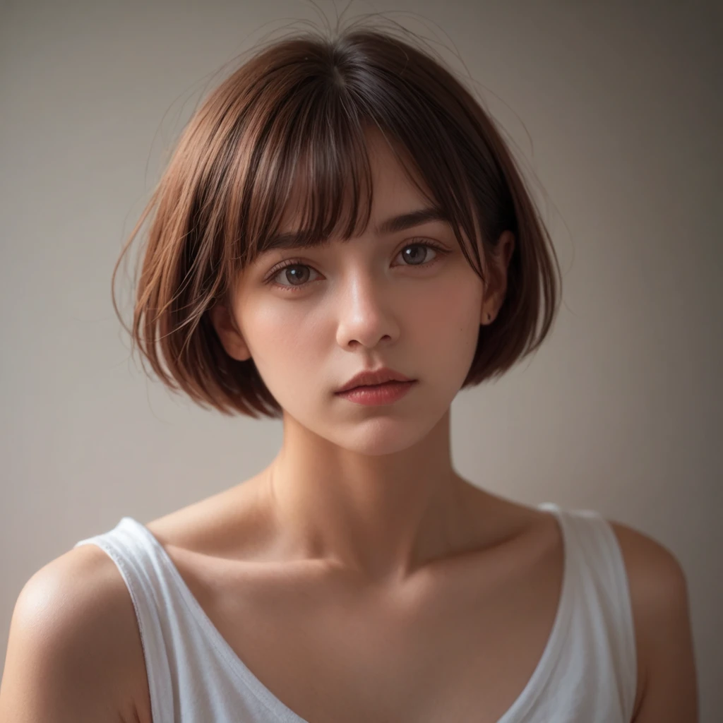 (High image quality、High definition、masterpiece、16Ｋ，Realistic:1.2）Short Haircut、Pixie Haircut、Twenty years old、woman