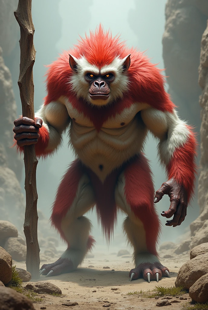 Realistically depict the figure of the monkey demon king with reddish ...