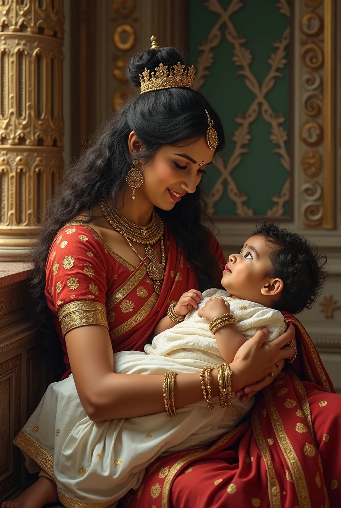 "Indian mother nurtures her son's curiosity, Happy family moments, comforting, Educational bonds, Happy learning, Smiling, Black shorts, white shirt, Classroom setup."16 little boys, Indian mom wearing a pink color Saree, Bedroom, during the night, beautiful stars, blushed cheeks, Black hair, Adorable, Lovely, wholesome, Morning sunlight glows, Soft lights, photograph realistic, Ultra detailed, 1 Mom, 1boy, 1child, (Best quality, Masterpiece,)"