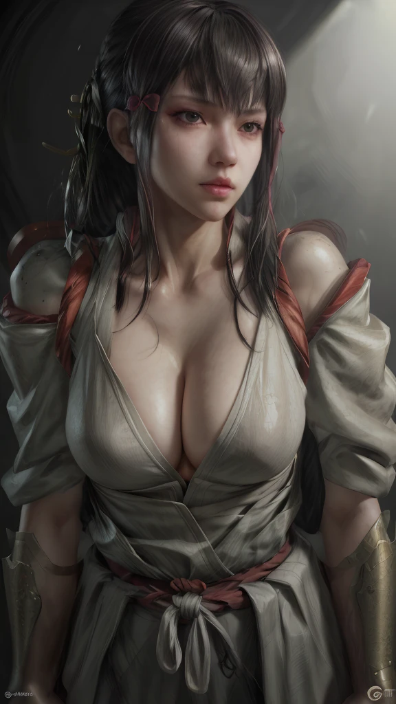 realistic close portrait of msmkazumi, breast. hot, sexy, (cleavage:1.05),dramatic lighting, illustration by Greg rutkowski, yoji shinkawa, 4k, digital art, concept art, trending on artstation