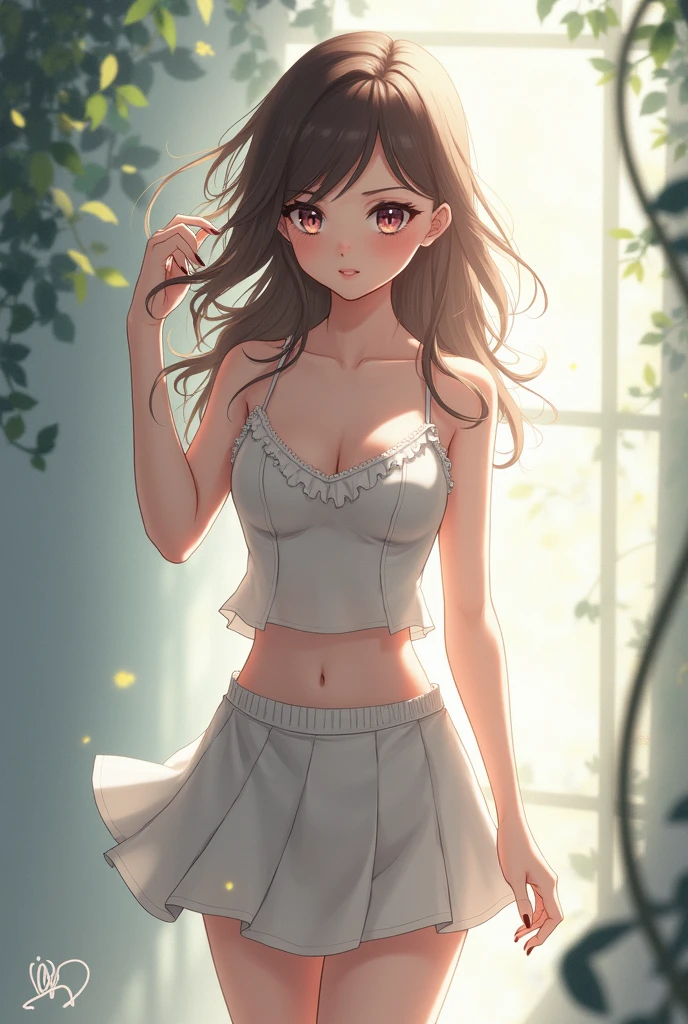 A girl lifting her skirt and showing her panties