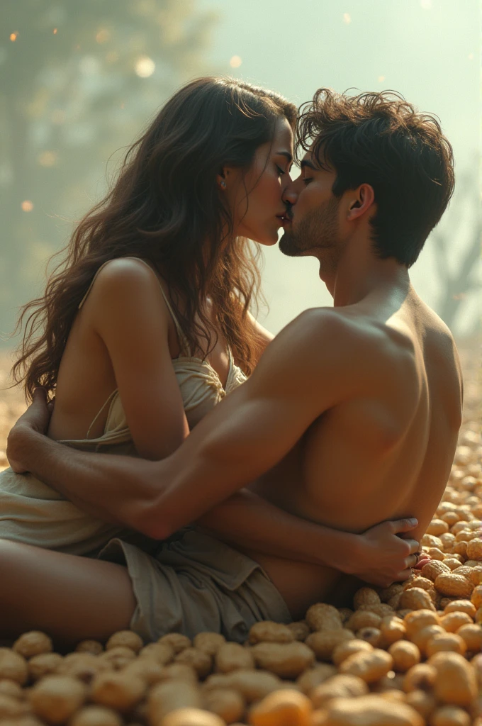 ultra realistic, 4k, UHD, cinematic photo, indian wife and young man having an erotic romantic sex, in the morning, in beach resort, in bali, man behind woman, woman wearing only transparent sari, she is not wearing bra and choli, sari covers only one breast, other breast is nude, naked breast and nipple, man hugging from behind, man's finger on her nipple, nsfw, detailed home