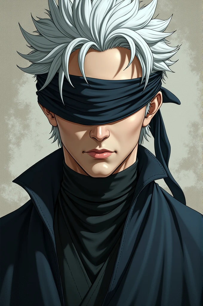 (masterpiece, 8K, UHD, high resolution: 1.4), Satoru Gojo, a 28-year-old man, (black blindfold covering his eyes: 1.3), (white, short, and tousled hair: 1.3), (blue eyes often hidden by the blindfold, exuding an aura of confidence and mystery: 1.2), (modern urban environment or wizard training room: 1.3), (concrete structures, training equipment, and an atmosphere charged with energy and power: 1.3), (soft, focused lighting highlighting his imposing presence and supernatural abilities: 1.3), (realistic and intricate details in the setting and character: 1.2), (dynamic and powerful perspective: 1.3)