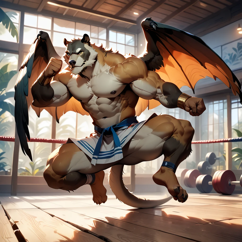 Big Big Wolf，A muscle，Orc symbaroum，animal personification，A muscle，barepubic hair，Panty，Stretch out your feet towards us，male people