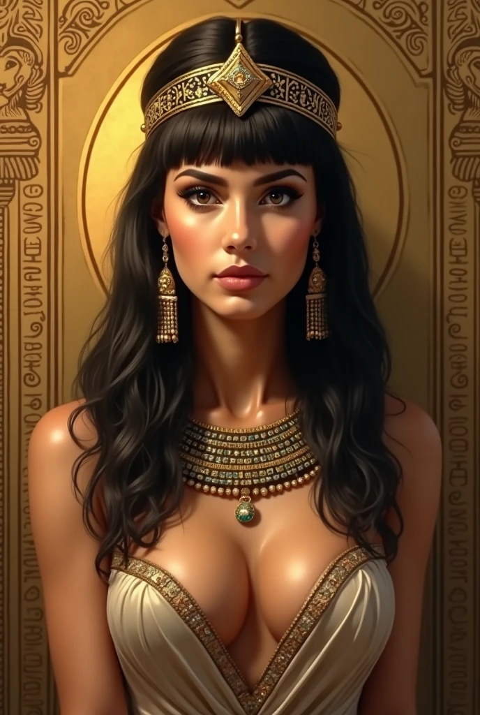 Cleopatra gothique dominatrix franchissant les porte d'un temple antique mystérieux rejoignant les enfers regard in her craft and her long light brown hair , 35 years of experience. His keen focus and intense gaze forward seem to pierce through the darkness of ancient Egypt, Revealing Hidden Truths and Mysteries. 

The intricate details of their traditional robes red and Brown are reproduced in stunning detail, while cinematic lighting adds a touch of drama to the scene. Esta imagem sobrenatural, Captured in 8K resolution, will leave you in awe of its beauty and depth elle a un maternelle 