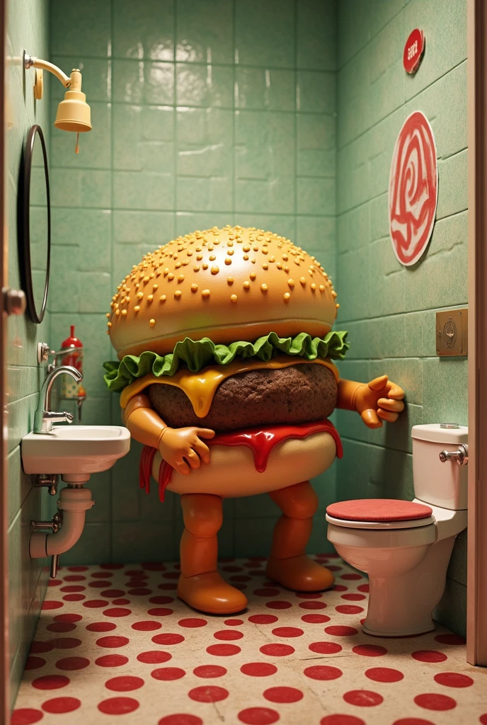 A grainy analog photograph captures a grotesque horror scene. The image features an unsettling bald woman with an exaggerated, toothless grin, bald head, and decayed yellow teeth. Her round cheeks and obese body-shape(with broad shoulders), Mouth filled of vomit. She take a bath of slime, messy and ugly bathroom Instant polaroid photograph captures a grotesque horror scene. The image features an unsettling woman with an exaggerated, toothless grin, bald head, and decayed yellow teeth. Her clothes are covered in a thick, neon-slimy substance, highlight a lack of self-care. in a dimly lit, old, and decrepit bathroom(with a sense of foreboding and dread, the walls are covered in mold, mildew, and slime, the floor is dirty and stained, with a thick layer of grime and dirt, the sink is clogged, and the water is overflowing with a putrid, greenish-brown liquid, the air is thick with the stench of rot and decay, and the atmosphere is heavy with the feeling of unease and terror), (no humans), mirror, indoors, cursed, This individual, of substantial size and presence, is dressed in a thoughtfully selected Denim overalls(iover-oversized, size XXXL)-.full belly that is gently accentuated by the tailored fit of the relaxed Denim overalls. covered in a thick, neon-slimy substance, highlight a lack of self-care. Eating a slice of pizza. Saliva drooping, Slime, and drinking a Coca cola DIETsoda. grainy analog and (Lomography style:1.2) photo, Merger_viluna_yasash, grain, noise, (lomography and wet-plate:1.1), grainy lomography,