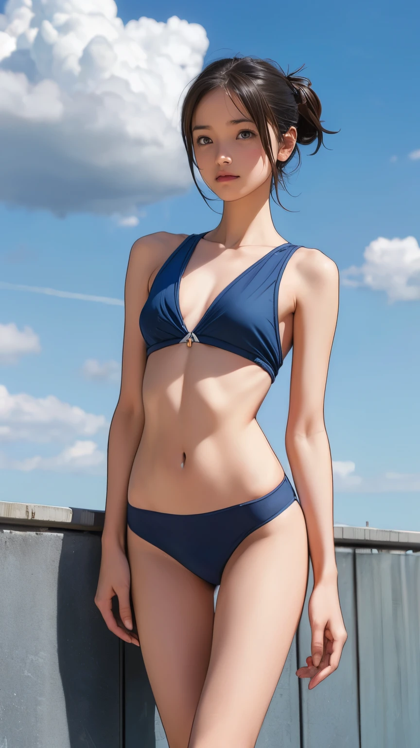 Full body, (Best quality, masterpiece: 1.2), Cute Japan woman photo, bikini, sheer feeling, ((Full body photo)), ((Full body portrait)), Beautiful girl, 25 years old, (((without bikini tube top strap: 8.5)), Full body portrait, Very delicate body, Small tits, (Thin waist: 6.5)), (Slender abs: 9.5), (Small), (Female 160)cm), 1 star with cute Japan, Realistic photo of long hair, thin makeup, sleeping with legs open, small breast size, small smile, clear facial features of USJ, Canon EOS, 8K high resolution, sharp and realistic details, outdoor, full body portrait, hair fluttering in the wind, bangs, tube top bikini without string: 2.8, tube top bikini without string, full body photo, full body portrait, full body portrait, sheer, sheer