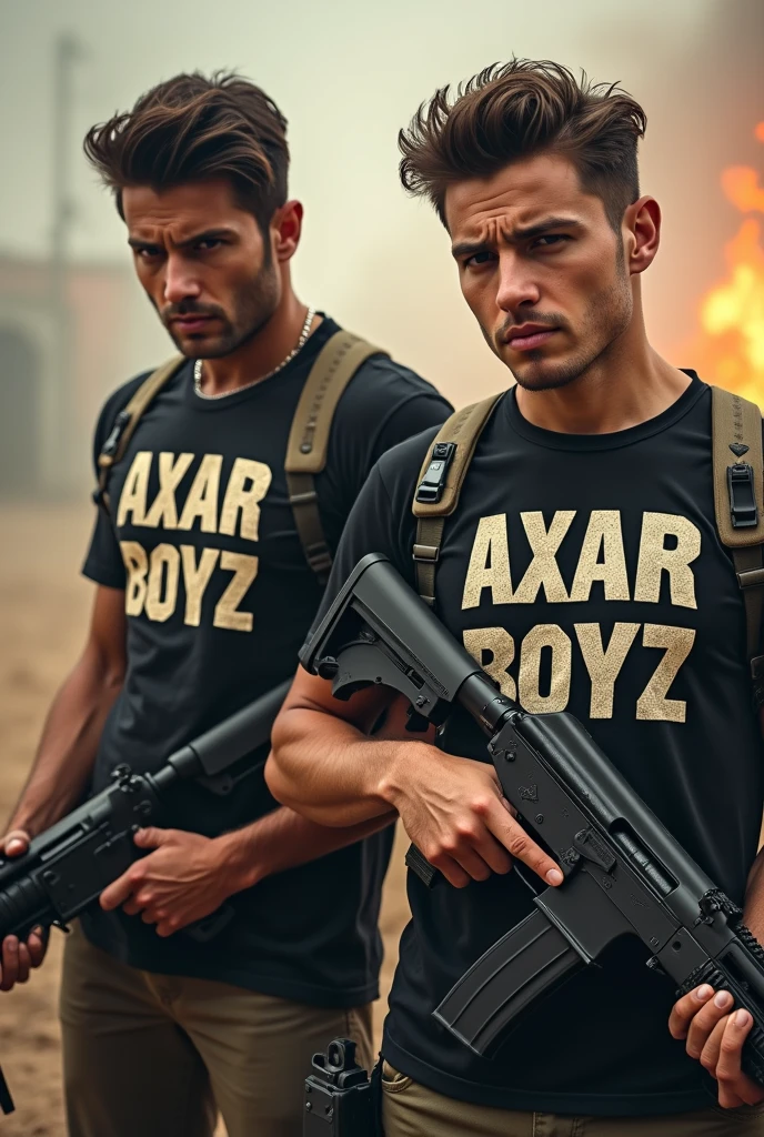 Generate a mobile size wallpaper of 3 men. The have their number tatoo on their chest. The leader number is 01 . other two number are 03 , 08 respectively . Theirs tatoos are visible clearly. The 01 number men
are sitting on the roof of old blue dacia car and smoking a cigarette in up head style. One of them is standing at left side of car and other one is on right side with guns. TOXIC are printed on the car number plate .This are are situated in infected area.