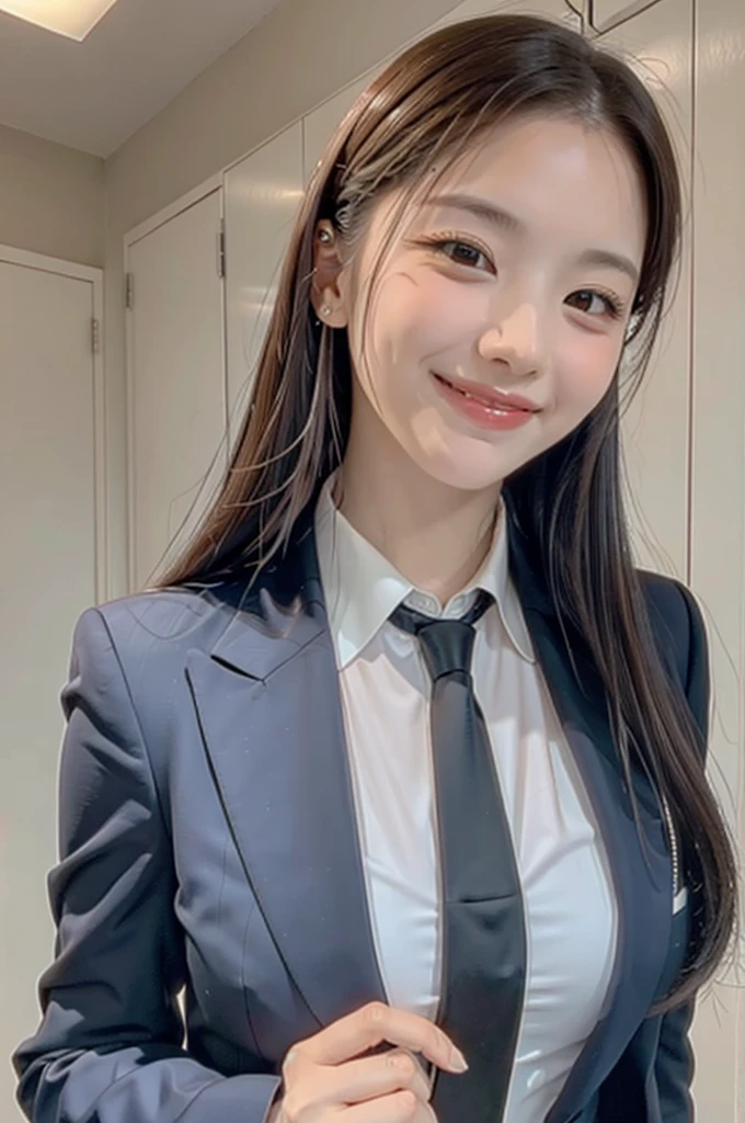 Sexy woman in a suit　tie　smile