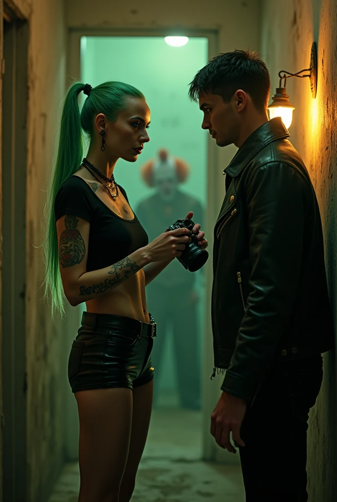 seated (two shot angle:1.1), at the table BAR, cluttered dirty BAR, first date, a stunning muscular male (alligator:1.1) (anthropomorphic:1.5), (wearing punk leather jacket:1.3), seated next a stunning female anthro, beer glass, style of David Lachapelle, intricate, hyper-detailed, (disturbing:1.1), (majestic:1.2), (suggestive:1.3), (depressing:1.3), (fascinating:1.2)
