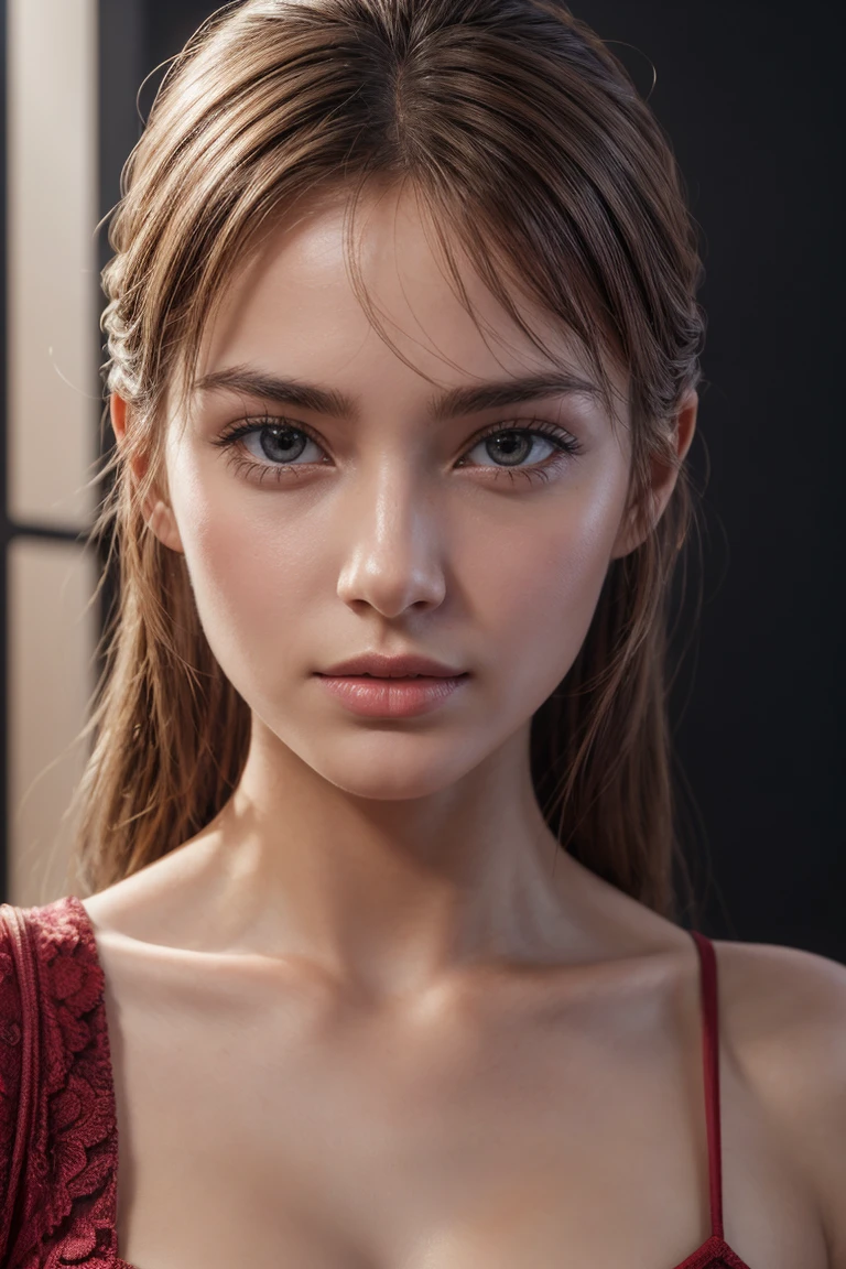 HD high resolution,style of surrealism,Best texture,(Skin texture portrayal:1.2),Fair and translucent skin,(Extremely detailed depiction of facial features:1.4),Refined makeup,Eye detail portrayal,The pupils are bright,(Hair details depicted:1.4),Lips are shiny and delicate,(The ultimate in face portrayal:1.4),Light-sensitive,Chasing the light,Hyper Real,Nikon D850,SLR shooting texture,HDR,