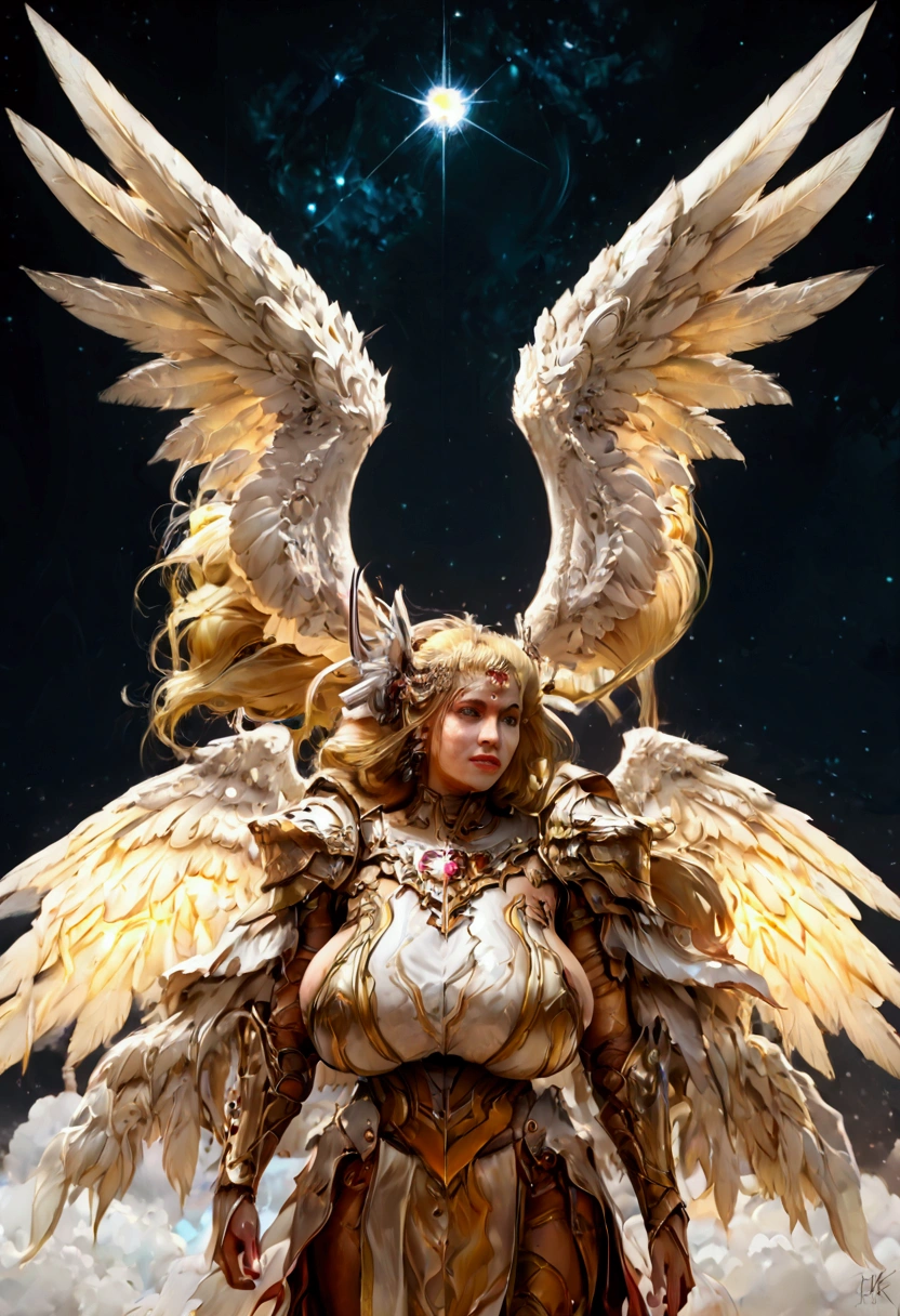 Detailed angel with a detailed fire chariot 