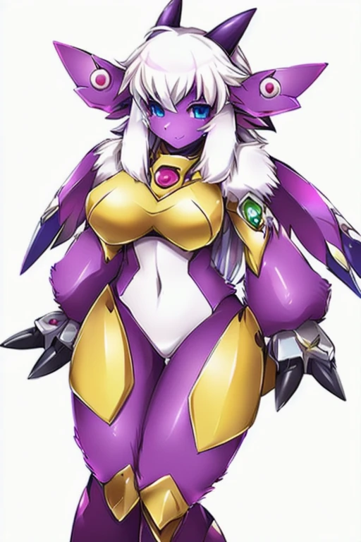 (Sexy protogen waifu with big breasts in purple pink gives tit fuck) 