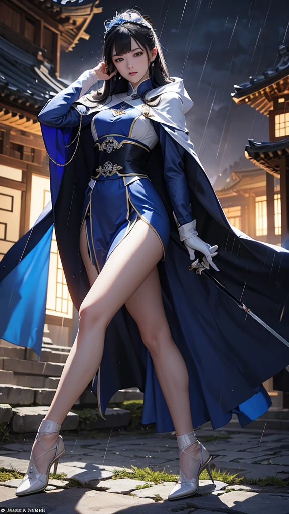 独奏,1 Orcs, Super tall,The temperament of a queen,tmasterpiece,best qualityer,Hyper-detailing,Full body illustration,Fine and detailed eyes and detailed face) garments:There are animal ears,Mature female orcs,cruel grin,There are clothes on the upper body,Wrap the whole body,The lower body is wearing animal skin shorts,Barefoot,Pantyhose, Show stockings,allure:Tall,Plump body,Wide buttock,Large,Strong,There are muscles,Very high,Go ahead,(big assa:1.3),(thick thight:1.3),Taller than a tree,Clouds、building
