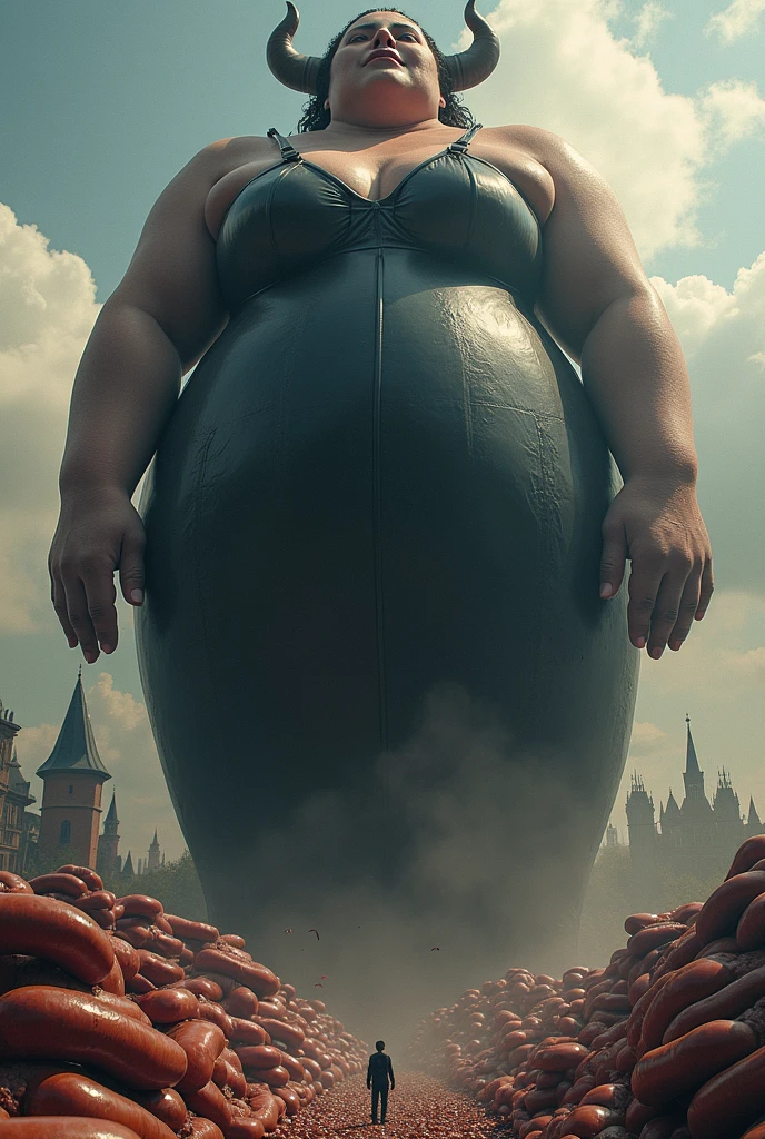 (8K, masterpiece, expensive, Ultra-fine illustrations:1.5), (Detailed Background, Small towns, Destroy the city,Blood splatter), Perfect Anatomy, Single Shot, (1 person), (stand, From the side:2), (Black, Short Hair), (Black areola,Top-heavy, bursting breasts, Huge breasts:1.5), Support the chest, Charm