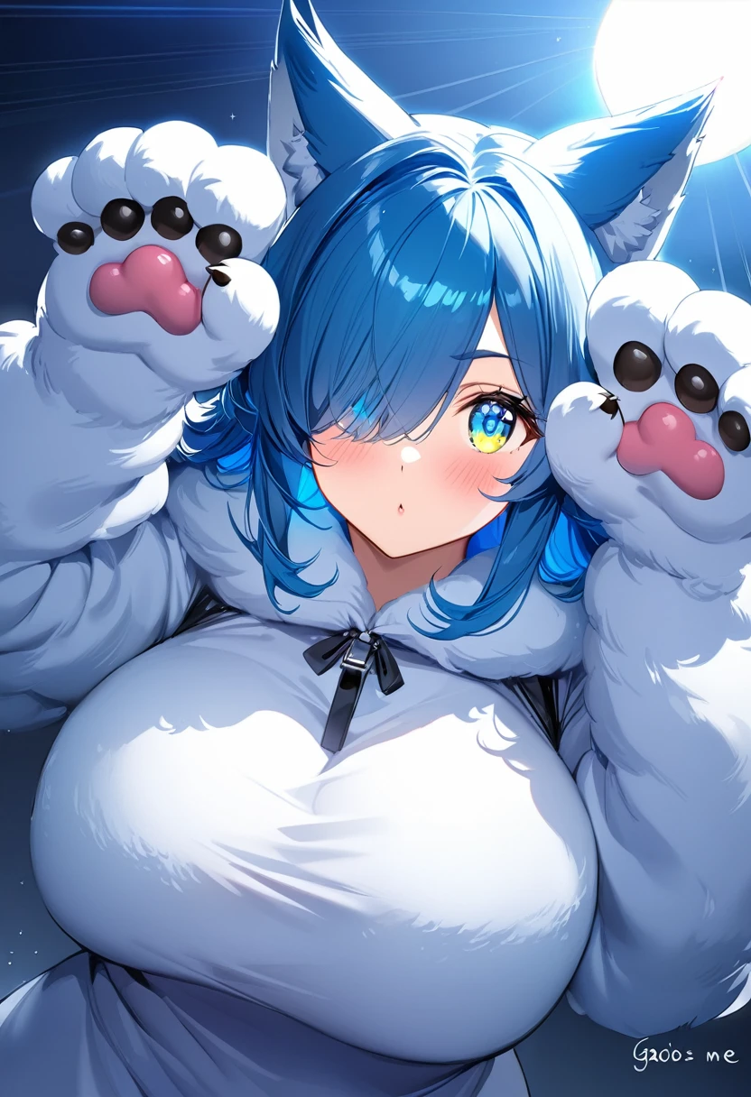 (there&#39;s nothing there), ((masterpiece)) , ((highest quality)), figure,（human male 1,雌Wolf1）
Wolf, Zonai, anthro,Wolf fur, big chest, blue eyes, blush, chest, woman, hair, Wolf,horns, huge chest, looking at the viewer, Talk to your audience, white hair,Wolf ears, Wolf tail, pajamas,（人間の男性にパイズリをする雌のWolf）NSFW, paizuri,breast in 1penis ,breast milk,cum on breast