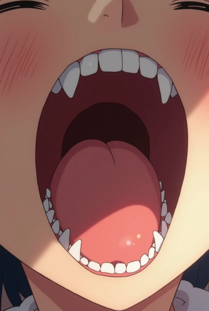 on the bed, rating_explicit, uncensored, source_anime, detailed eyes, Nausicaa, red hair, large breasts, round ass, nude, pov, looking at viewer, face grab, blush, (open mouth), (tongue out), cum, cum in mouth, 1boy, pov, solo focus
