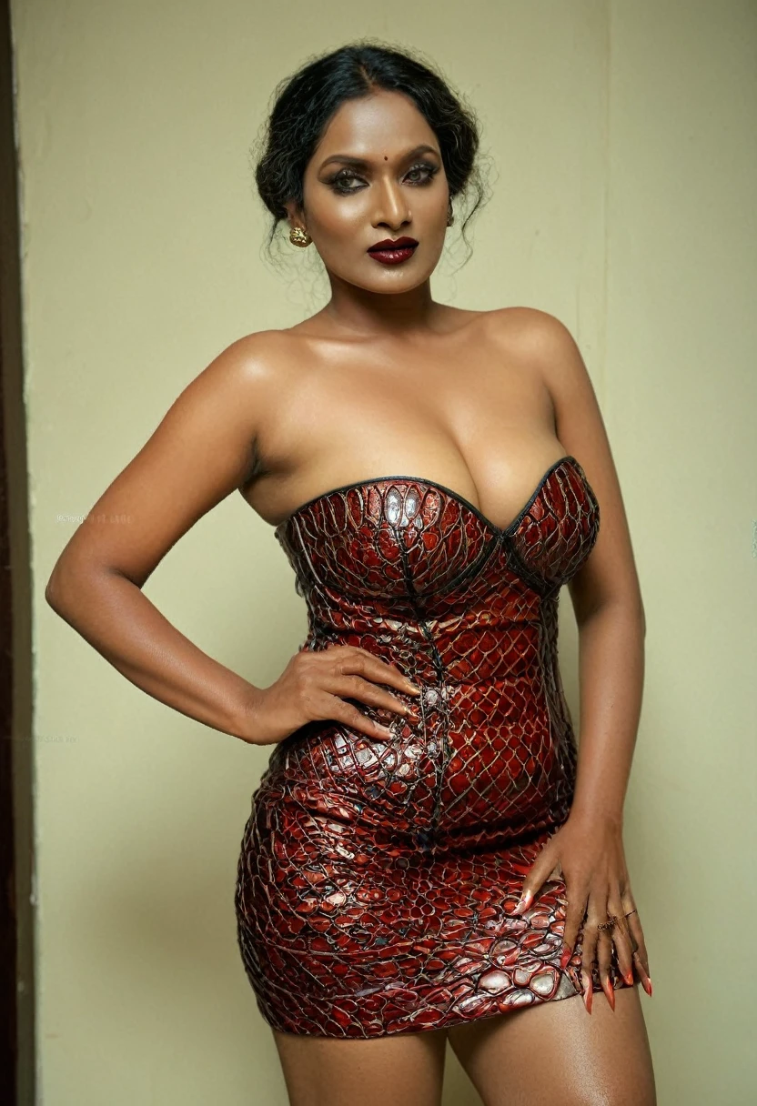 Photo of a Kerala Village plus size  aunty, Kerala chechi, full hourglass curvy body shot, manthravadhini, yakshi,  thick thunder thighs, fantasy, myth, dragon fly, ((Big chubby aunty)), half body portrait, ((((studio fantasy nature photography)))), blue teal orange color grading, milf, cougar lady witch, nude busty huge popup huge breast, naked, heavy  cleavage, horny Gothic milf,  70 years old gorgeous mature lady, pervert demoness, demoness of lust, curvy, black lips, horny face, extremely gorgeous, thick figure, heavy physique, voluptuous, curvy, sexy figure, Fashionable portrait of androgynous alien looking witch , glowing eyes, futuristic design, minimal details, givenchy, photoreal, 200mm, hd, f/ 2.0, highly detailed, surreal, sexy beautiful evil woman, sexy bold strapless mini skirt, chudail, Pishachini, horror genre, blood-thirsty enchantress, powerful female spirit, eerie, drop dead, in the style of red and blue, (intricate details, hyperdetailed:1.15) (skin texture:1.2), dark Moody tone, cinematic lighting, photorealistic, photo, realism, Getty Images, RAW candid cinema, 16mm, colour graded portra 400 film, remarkable colour, ultra realistic, textured skin, remarkable detailed pupils, realistic dull skin noise, visible skin detail, skin fuzz, dry skin, visible skin details and pores 